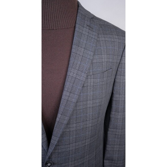 Calvin Klein Mens Two Button Plaid Blazer Wool Sport Coat Jacket Size 42XL - Picture 4 of 13
